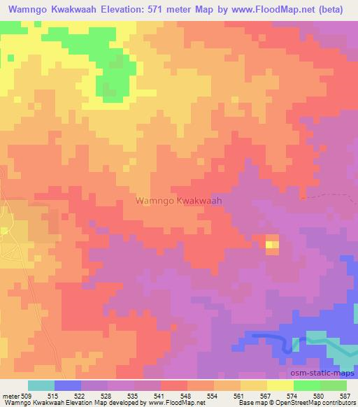 Wamngo Kwakwaah,Nigeria Elevation Map