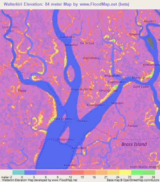 Walterkiri,Nigeria Elevation Map