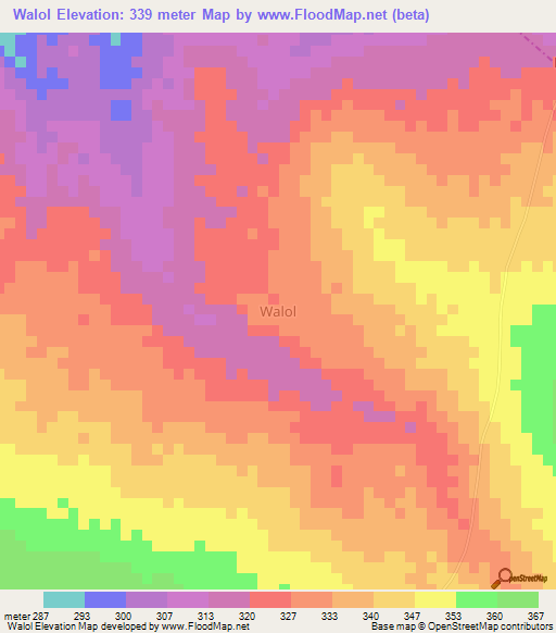 Walol,Nigeria Elevation Map