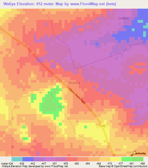 Waliya,Nigeria Elevation Map