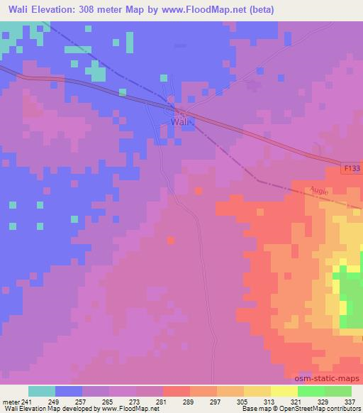 Wali,Nigeria Elevation Map