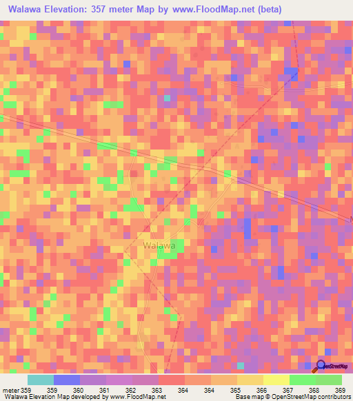 Walawa,Nigeria Elevation Map