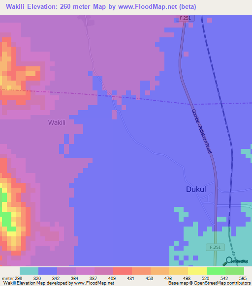 Wakili,Nigeria Elevation Map