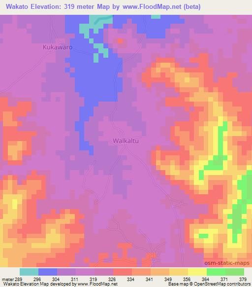 Wakato,Nigeria Elevation Map