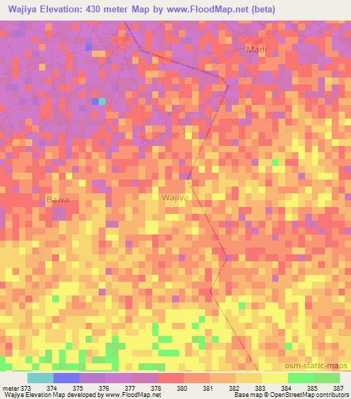 Wajiya,Nigeria Elevation Map