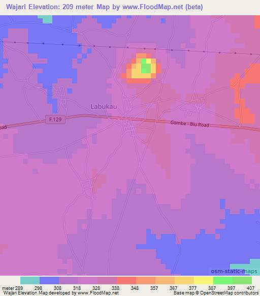 Wajari,Nigeria Elevation Map