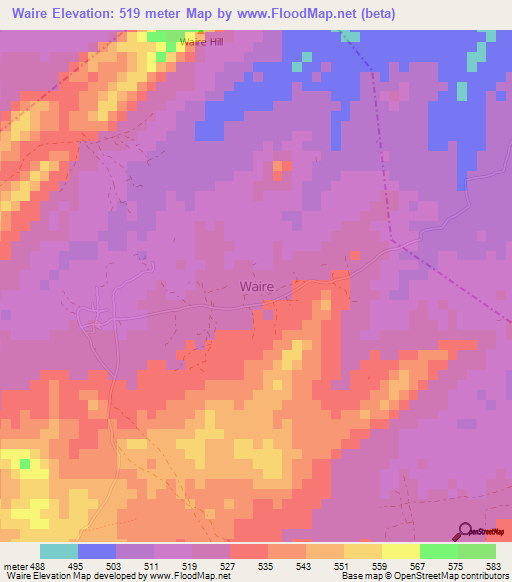 Waire,Nigeria Elevation Map