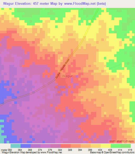 Wagur,Nigeria Elevation Map