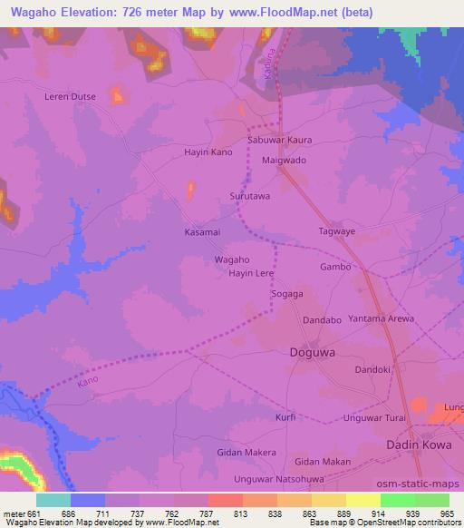 Wagaho,Nigeria Elevation Map