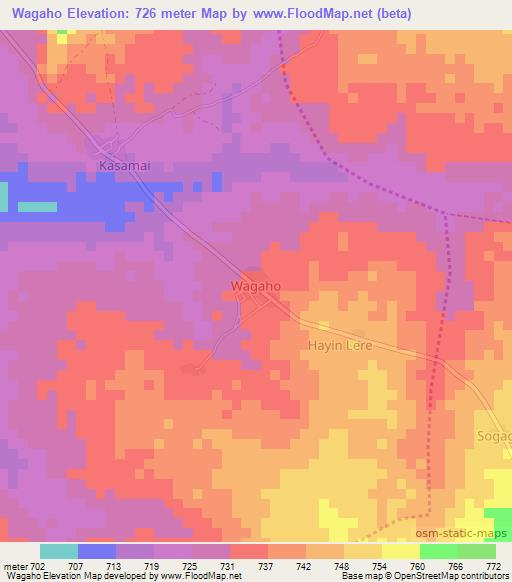 Wagaho,Nigeria Elevation Map