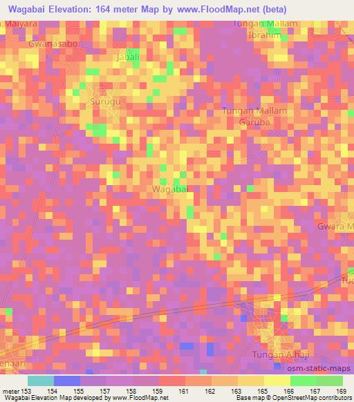 Wagabai,Nigeria Elevation Map