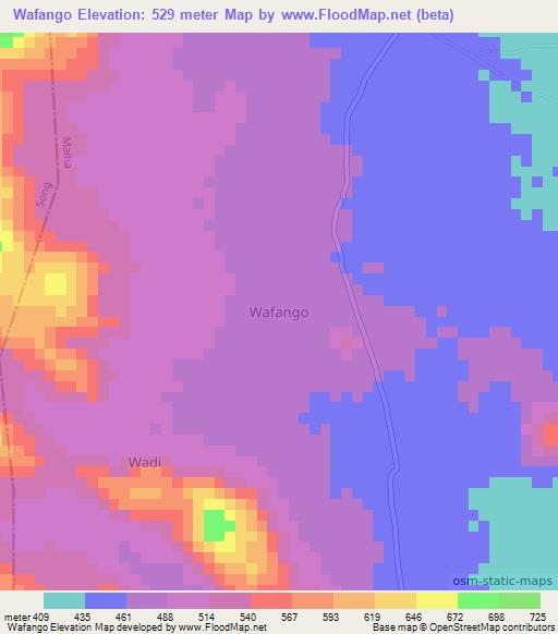 Wafango,Nigeria Elevation Map