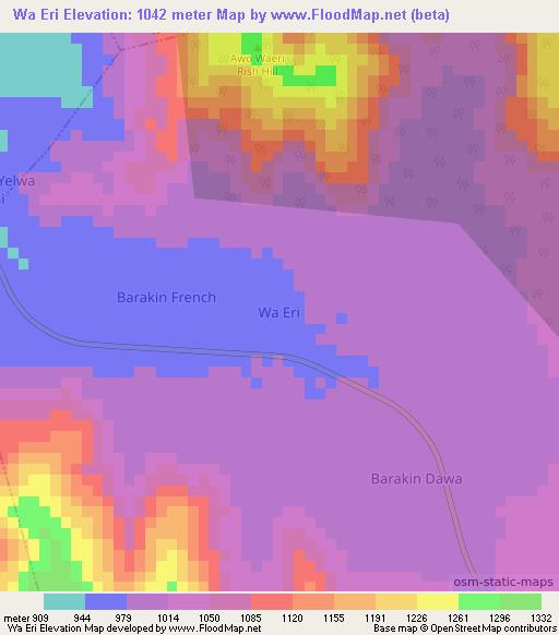 Wa Eri,Nigeria Elevation Map