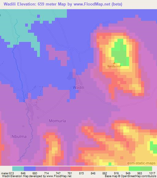 Wadili,Nigeria Elevation Map