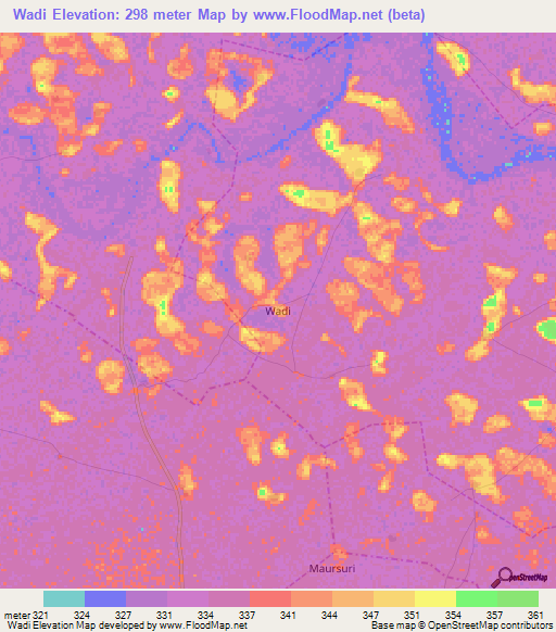 Wadi,Nigeria Elevation Map