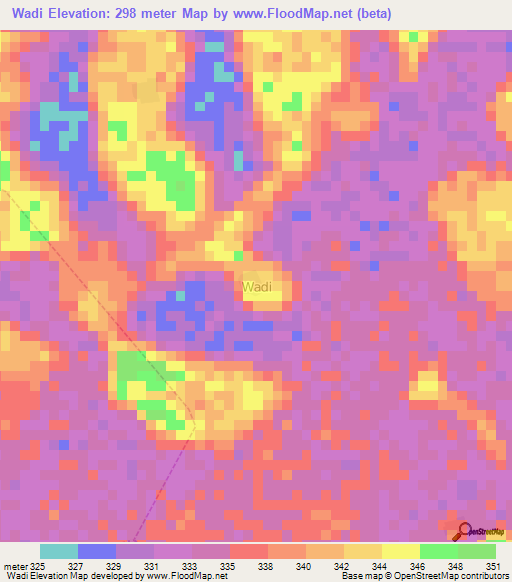 Wadi,Nigeria Elevation Map