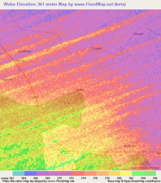 Wabu,Nigeria Elevation Map