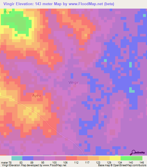 Vingir,Nigeria Elevation Map