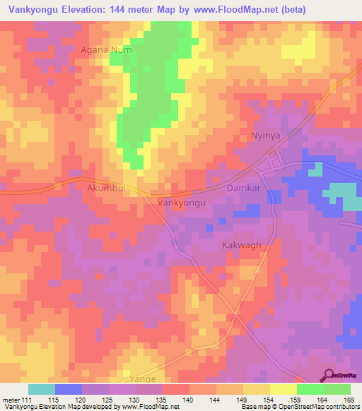 Vankyongu,Nigeria Elevation Map