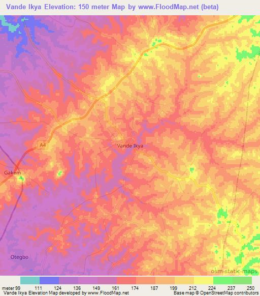 Vande Ikya,Nigeria Elevation Map