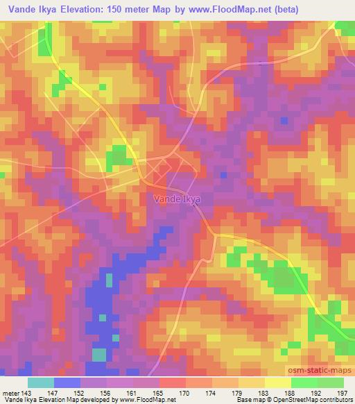 Vande Ikya,Nigeria Elevation Map