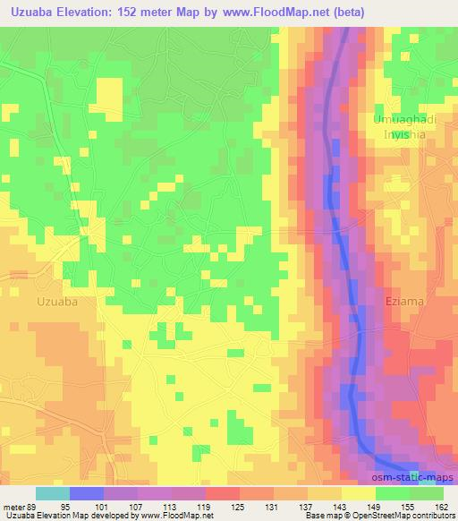 Uzuaba,Nigeria Elevation Map