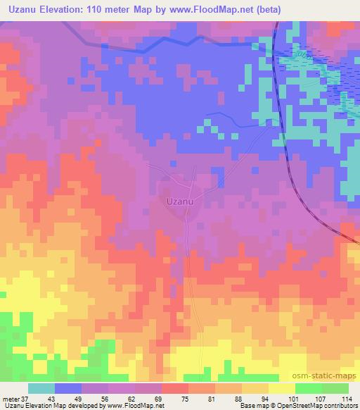 Uzanu,Nigeria Elevation Map