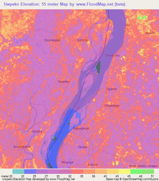 Uwpeko,Nigeria Elevation Map