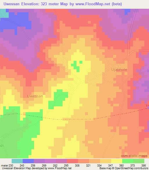 Uwessan,Nigeria Elevation Map