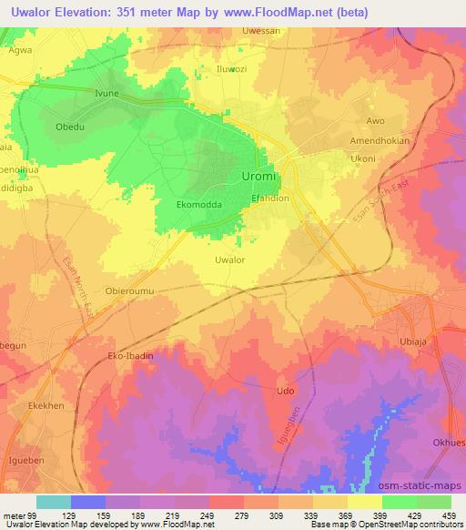 Uwalor,Nigeria Elevation Map