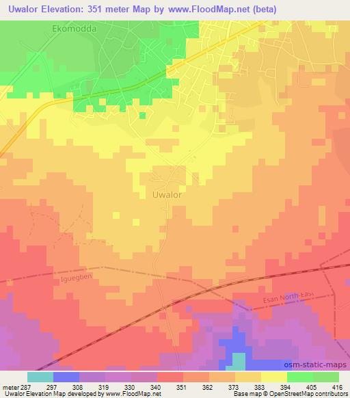 Uwalor,Nigeria Elevation Map