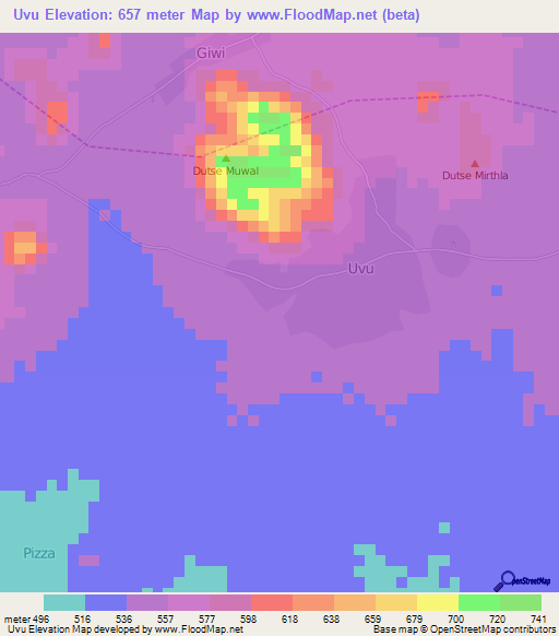 Uvu,Nigeria Elevation Map