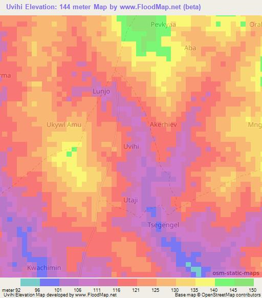 Uvihi,Nigeria Elevation Map