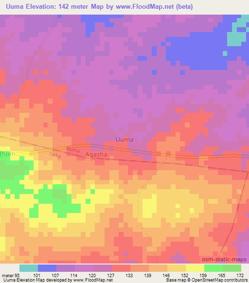 Uuma,Nigeria Elevation Map