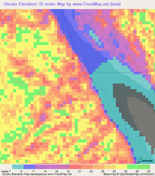 Otuoku,Nigeria Elevation Map