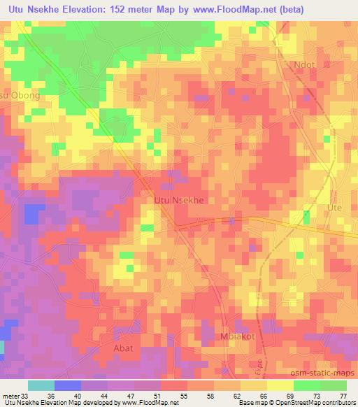 Utu Nsekhe,Nigeria Elevation Map