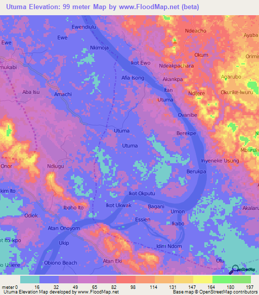 Utuma,Nigeria Elevation Map