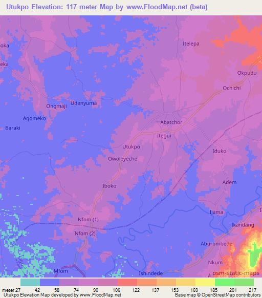 Utukpo,Nigeria Elevation Map