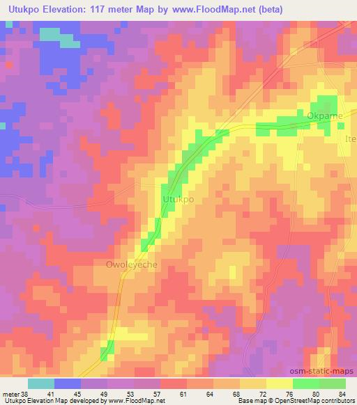 Utukpo,Nigeria Elevation Map