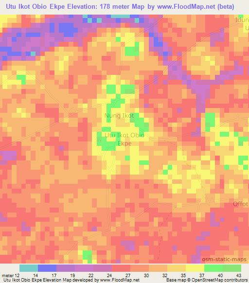 Utu Ikot Obio Ekpe,Nigeria Elevation Map