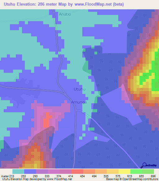 Utuhu,Nigeria Elevation Map