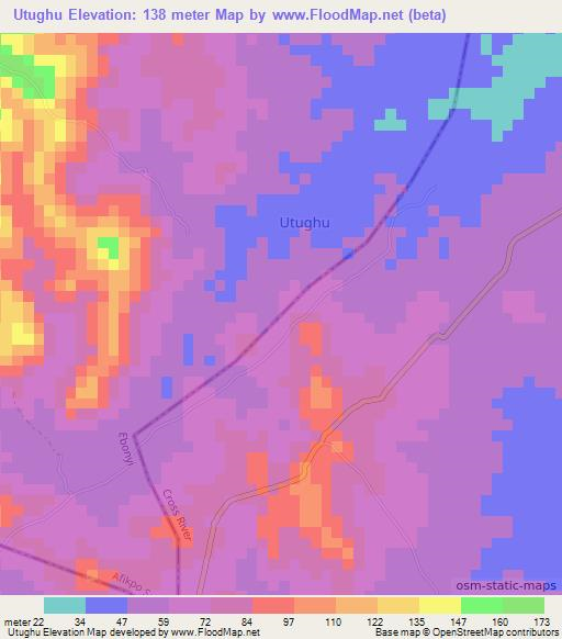 Utughu,Nigeria Elevation Map