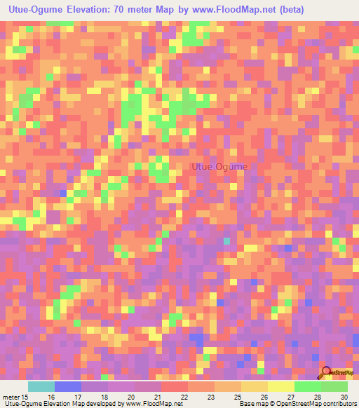 Utue-Ogume,Nigeria Elevation Map