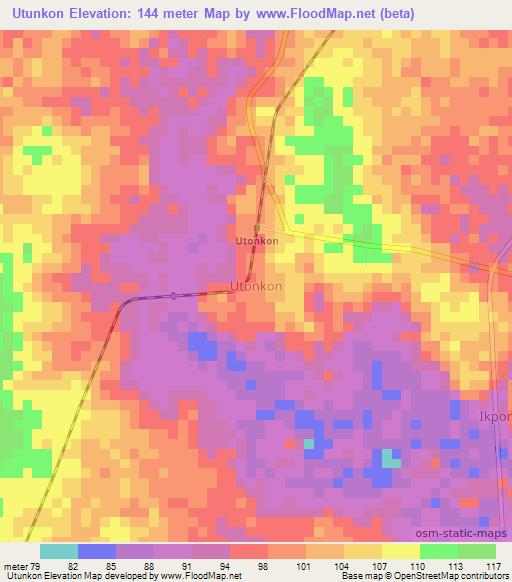 Utunkon,Nigeria Elevation Map