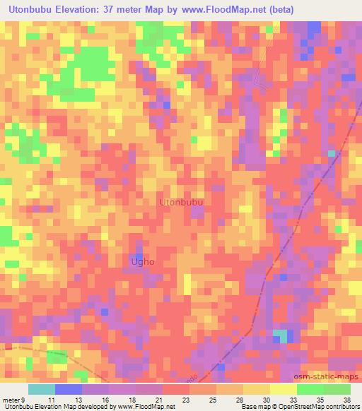 Utonbubu,Nigeria Elevation Map