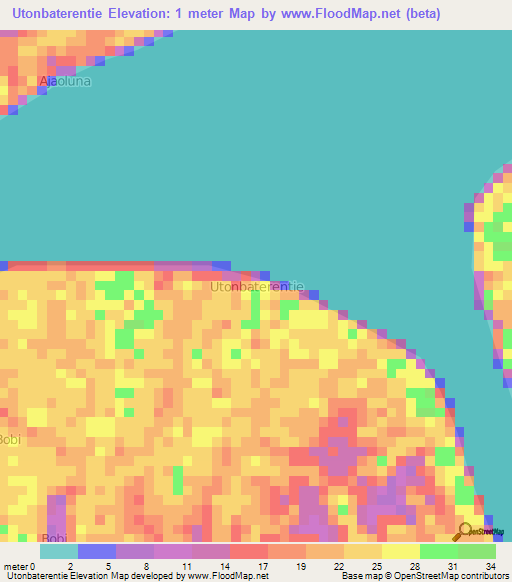 Utonbaterentie,Nigeria Elevation Map