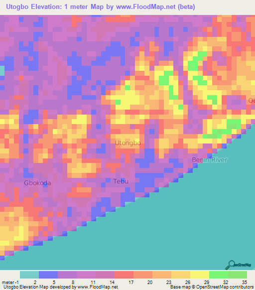 Utogbo,Nigeria Elevation Map