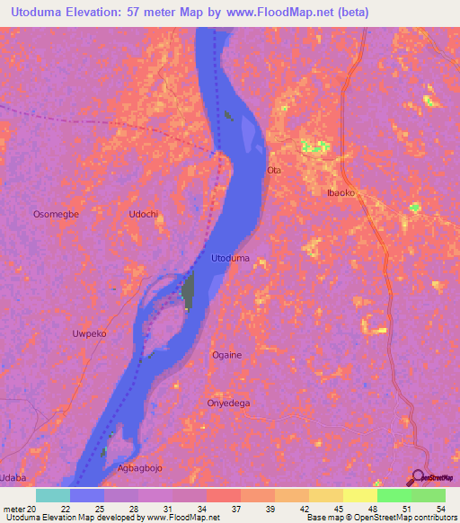 Utoduma,Nigeria Elevation Map