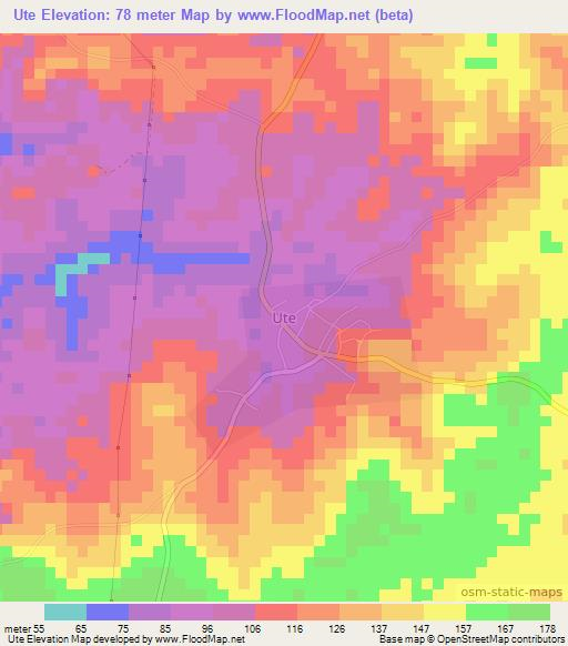 Ute,Nigeria Elevation Map