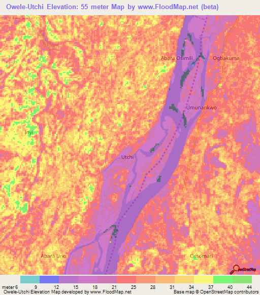 Owele-Utchi,Nigeria Elevation Map